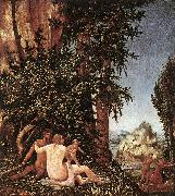 ALTDORFER, Albrecht Landscape with Satyr Family oil painting on canvas